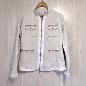 Boston Proper Top Travel Jacket Full Zip Pockets Size Medium EUC